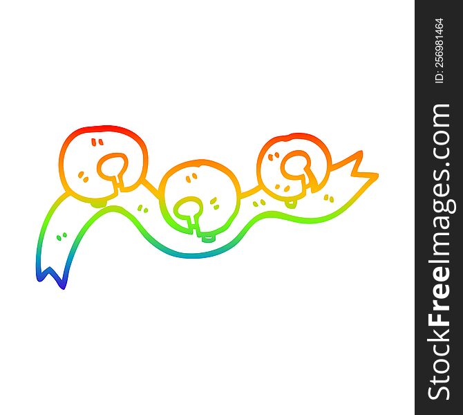 rainbow gradient line drawing of a cartoon xmas bells