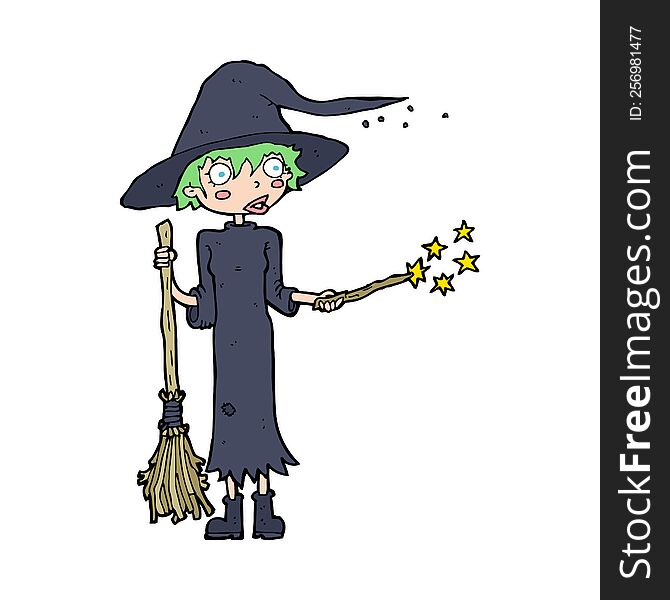 cartoon witch casting spell