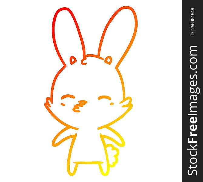 Warm Gradient Line Drawing Curious Bunny Cartoon