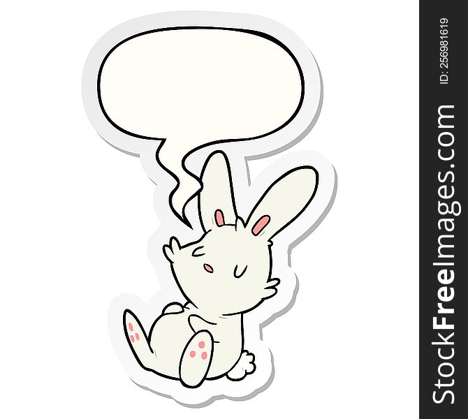 Cute Cartoon Rabbit Sleeping And Speech Bubble Sticker