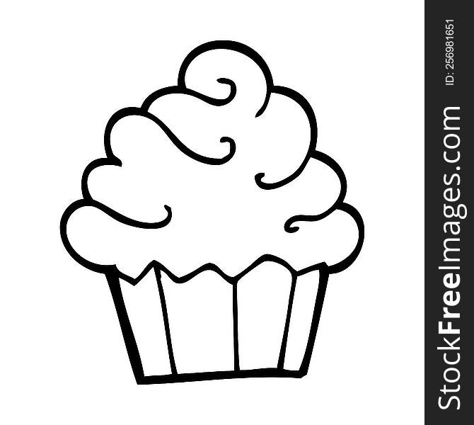 Black And White Cartoon Cupcake