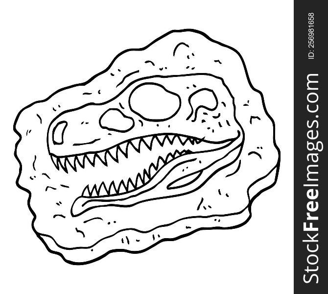 Black And White Cartoon Ancient Fossil