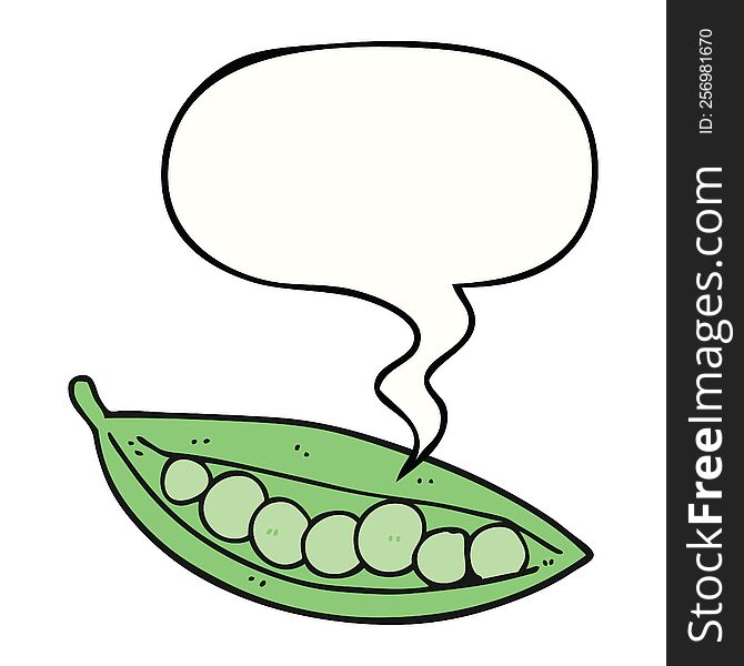 Cartoon Peas In Pod And Speech Bubble