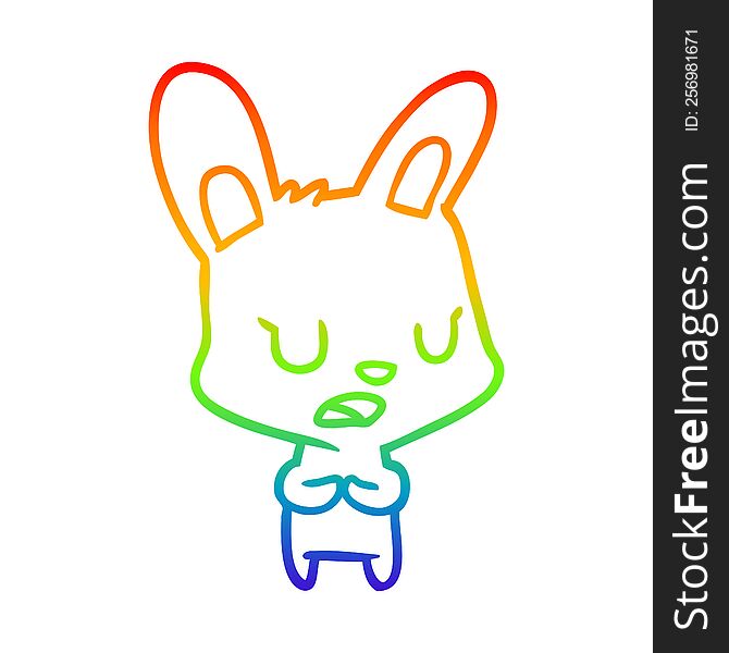 Rainbow Gradient Line Drawing Rabbit Talking