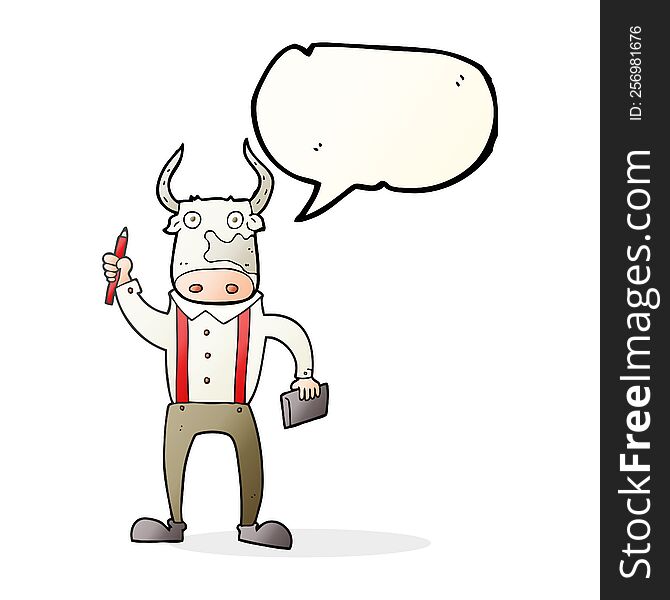 freehand drawn speech bubble cartoon bull man