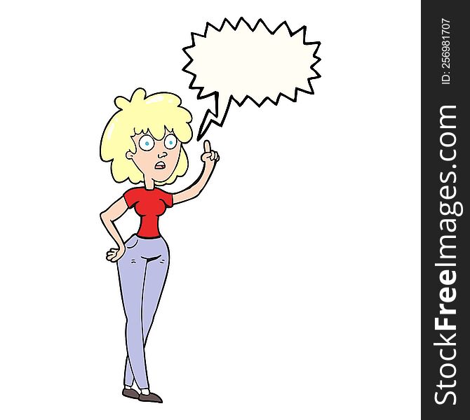 freehand drawn speech bubble cartoon woman