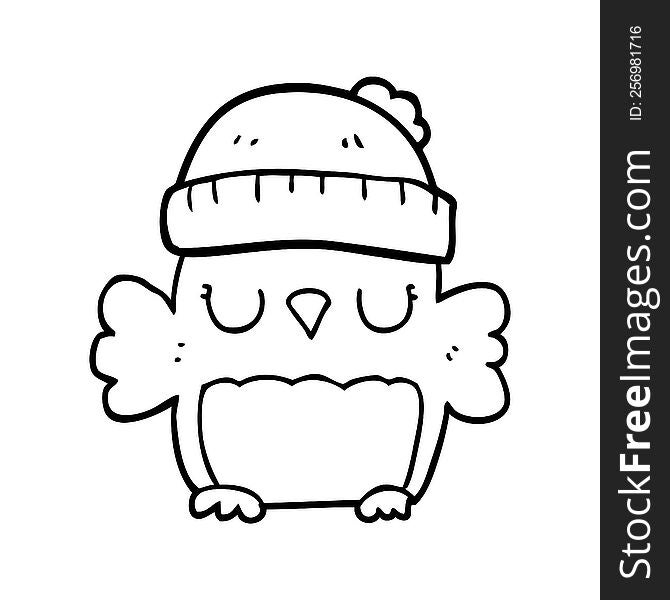 cute cartoon owl in hat