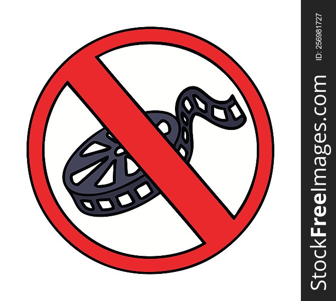cute cartoon of a no movies allowed sign
