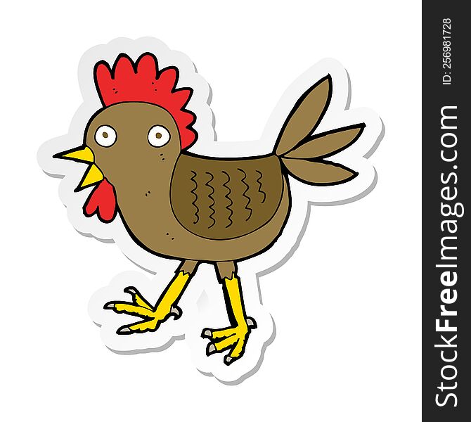 sticker of a funny cartoon chicken