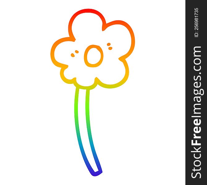 rainbow gradient line drawing of a cartoon flower