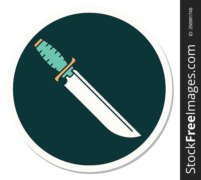 sticker of tattoo in traditional style of a knife. sticker of tattoo in traditional style of a knife