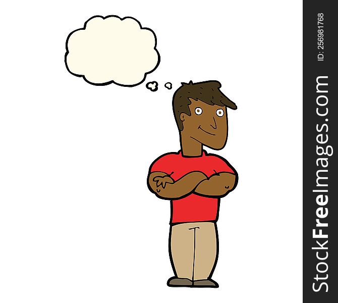 Cartoon Muscular Man With Thought Bubble