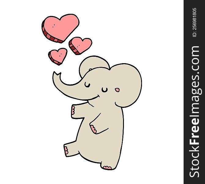 cartoon elephant with love hearts