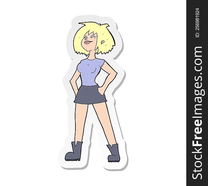 sticker of a cartoon capable woman