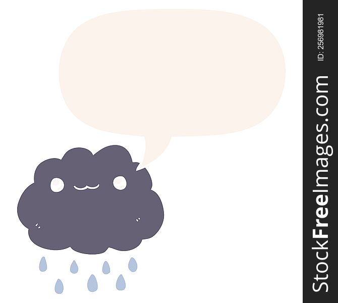 Cartoon Cloud And Speech Bubble In Retro Style