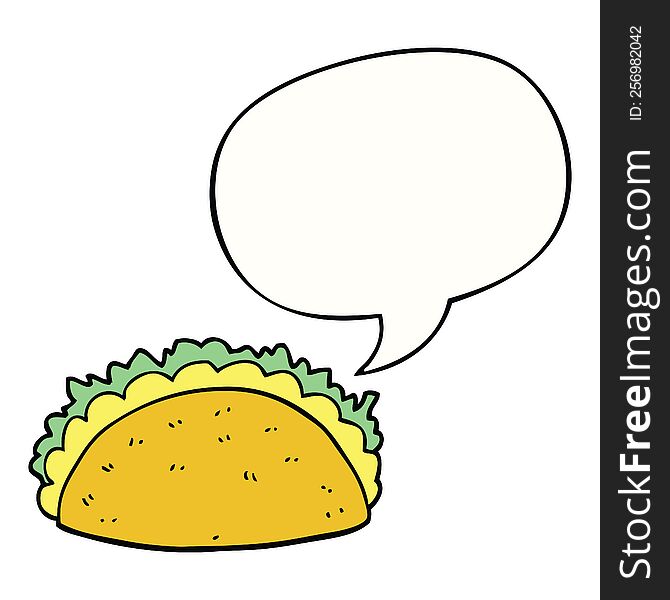 cartoon taco with speech bubble. cartoon taco with speech bubble