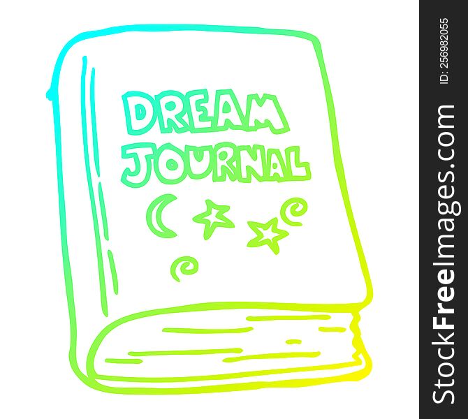 cold gradient line drawing of a cartoon dream journal