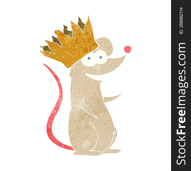 Retro Cartoon Mouse Wearing Crown