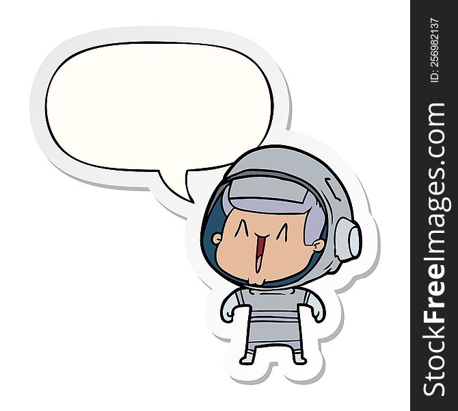Cartoon Astronaut Man And Speech Bubble Sticker