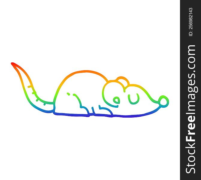 rainbow gradient line drawing of a cartoon peaceful mouse