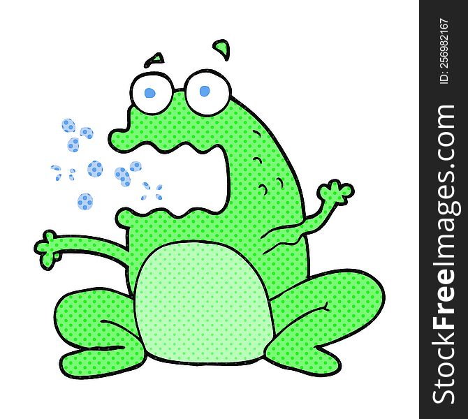 freehand drawn cartoon burping frog