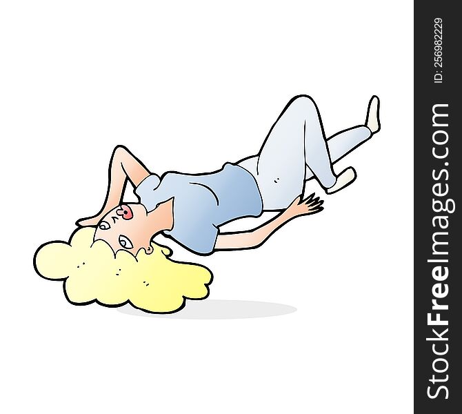 cartoon woman lying on floor