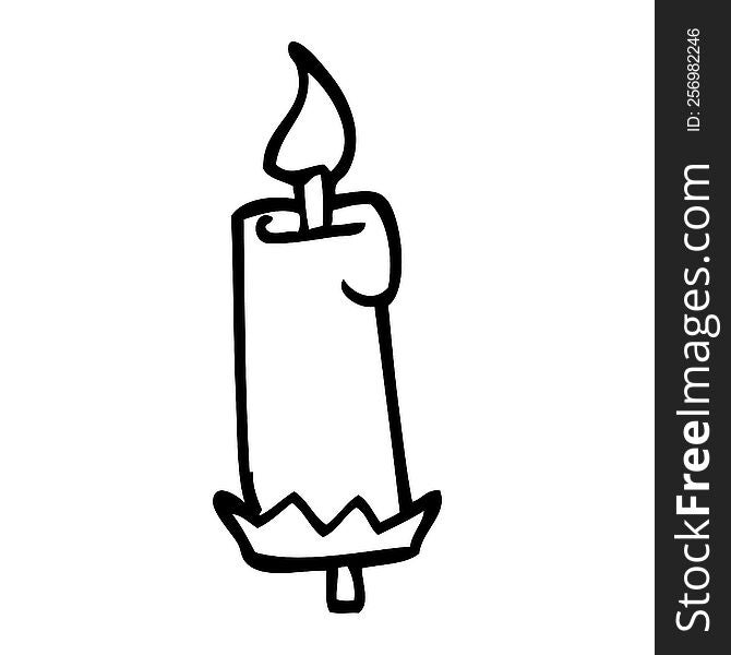 black and white cartoon lit candle