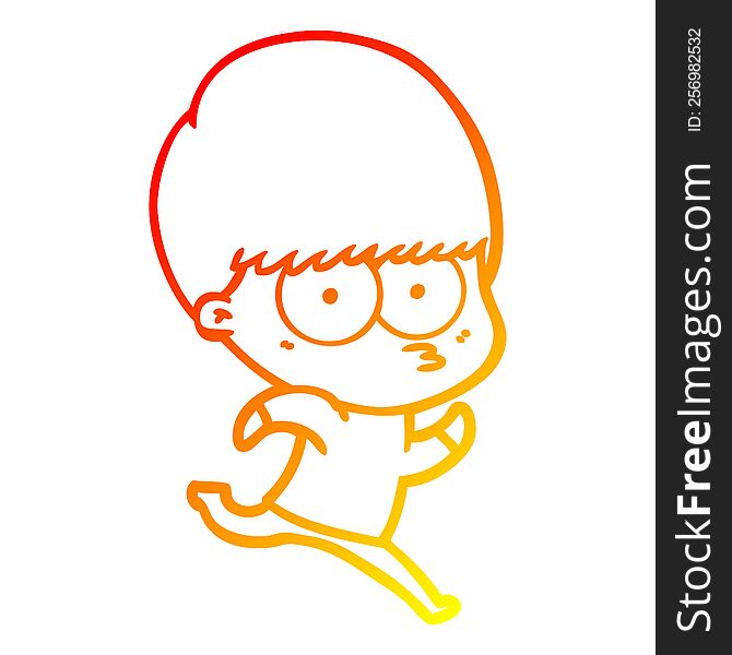 Warm Gradient Line Drawing Nervous Cartoon Boy