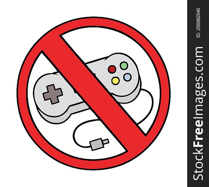 Cute Cartoon No Gaming Allowed Sign