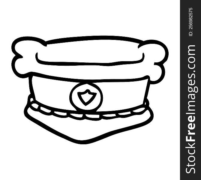 line drawing cartoon police hat