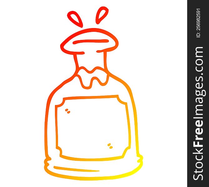 warm gradient line drawing of a cartoon whiskey decanter