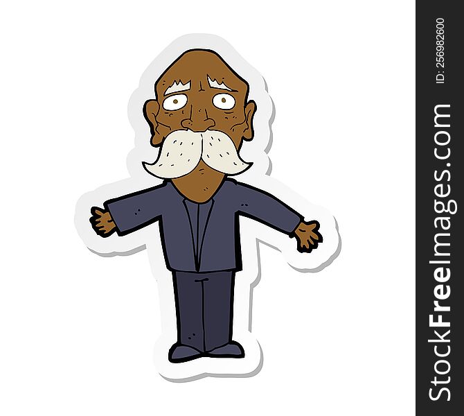 sticker of a cartoon disappointed old man