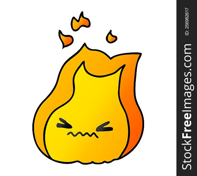 Gradient Cartoon Of Cute Kawaii Fire Flame
