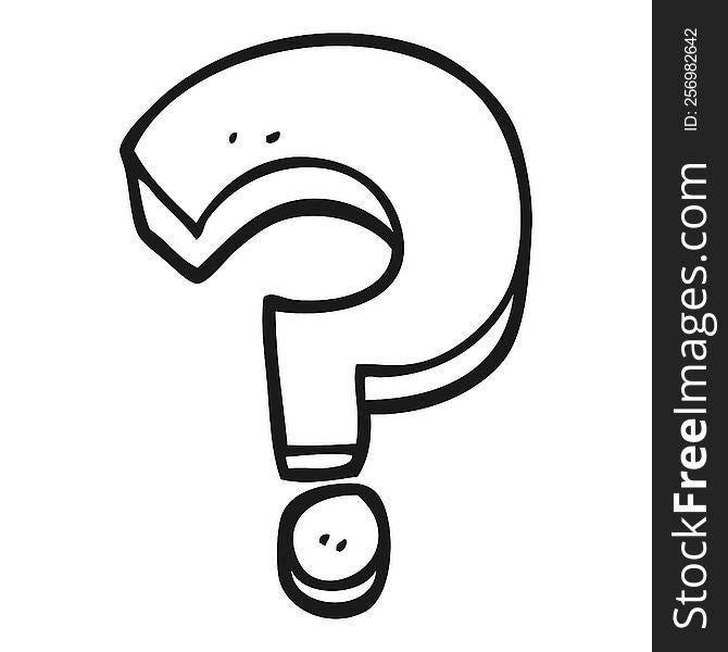 freehand drawn black and white cartoon question mark