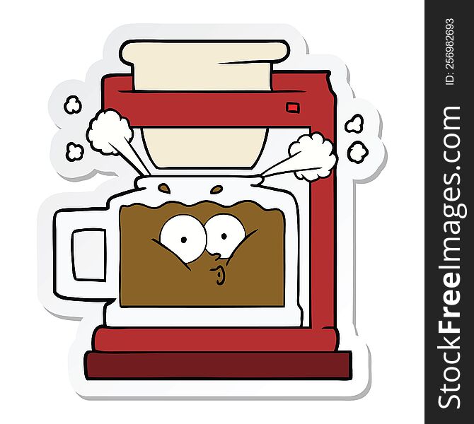 Sticker Of A Steaming Hot Coffee Pot