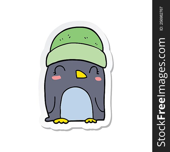 Sticker Of A Cute Cartoon Penguin