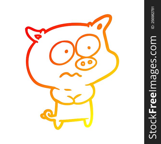 Warm Gradient Line Drawing Nervous Pig