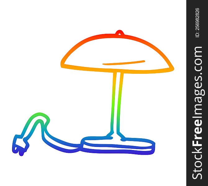 rainbow gradient line drawing of a cartoon lamp