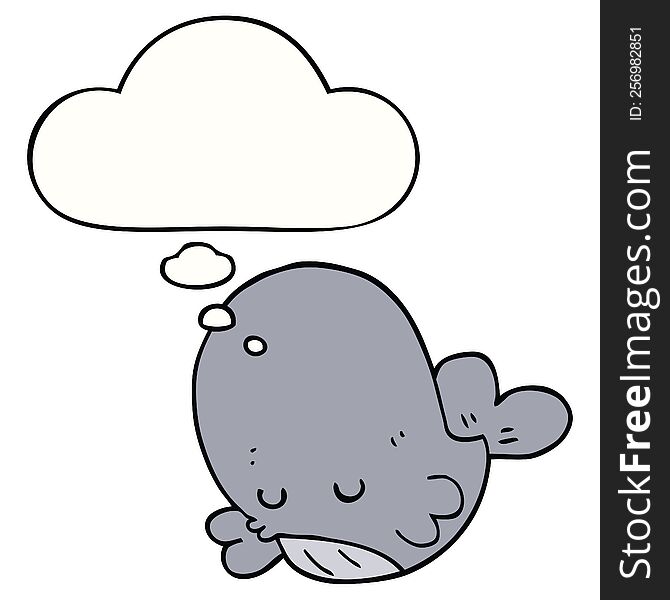 cartoon whale with thought bubble. cartoon whale with thought bubble