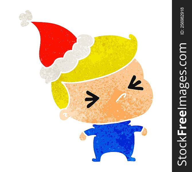 Christmas Retro Cartoon Of Kawaii Boy