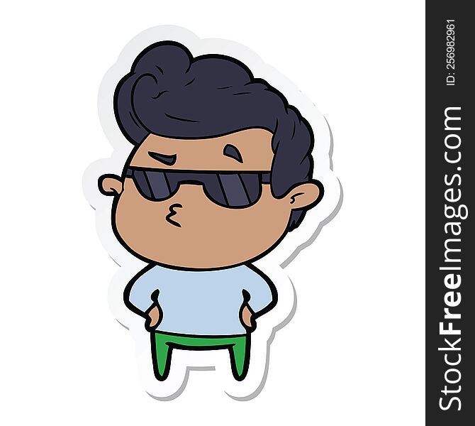 Sticker Of A Cartoon Cool Guy