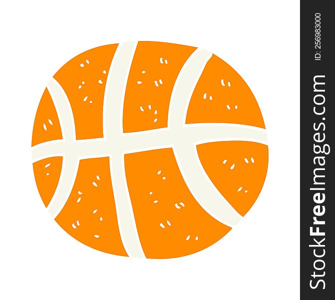 Flat Color Illustration Of A Cartoon Basketball