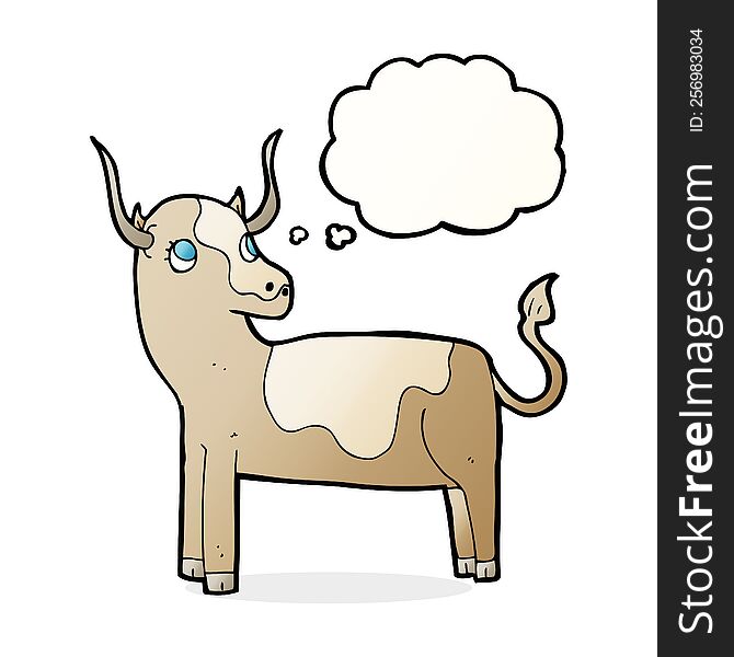 Cartoon Cow With Thought Bubble