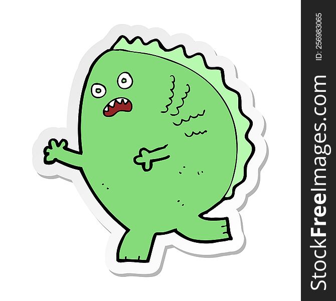Sticker Of A Cartoon Monster