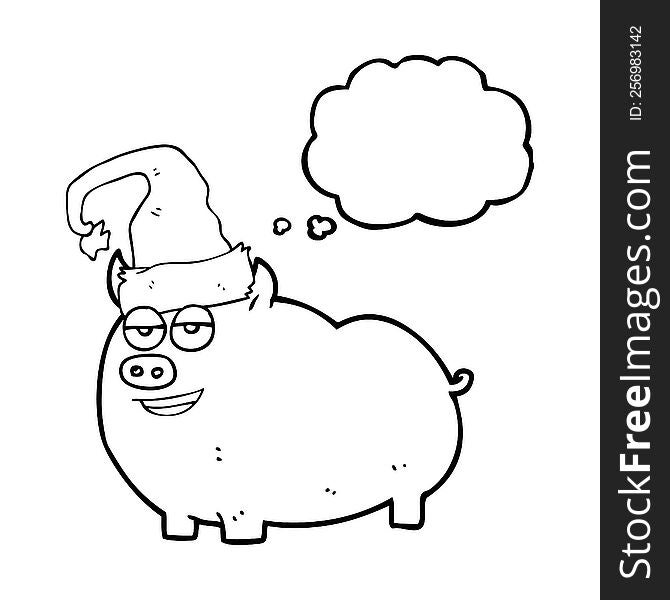 Thought Bubble Cartoon Christmas Pig
