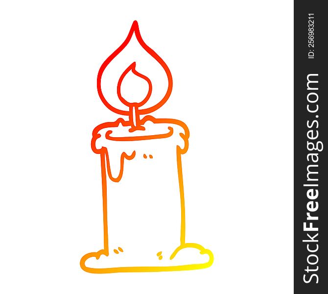 Warm Gradient Line Drawing Cartoon Candle Burning