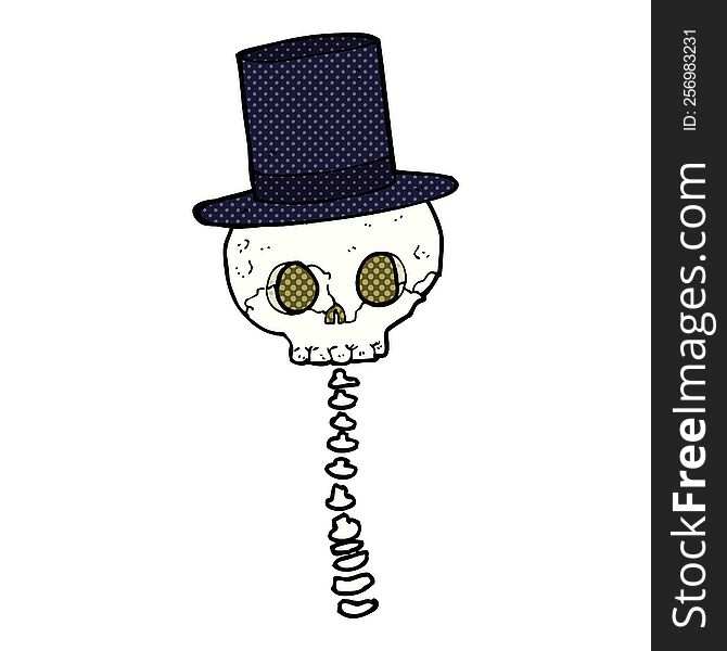 Cartoon Spooky Skull In Top Hat