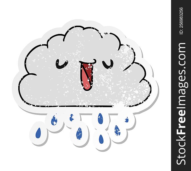 Distressed Sticker Cartoon Kawaii Weather Rain Cloud