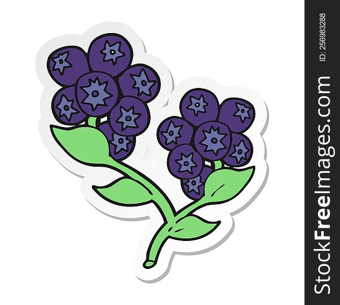 sticker of a cartoon blueberries