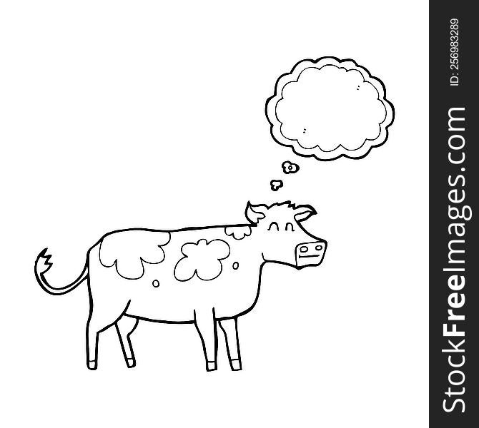 freehand drawn thought bubble cartoon cow